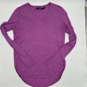 Lauren Ralph Lauren purple  Silk blend V Neck‎ Sweater Small